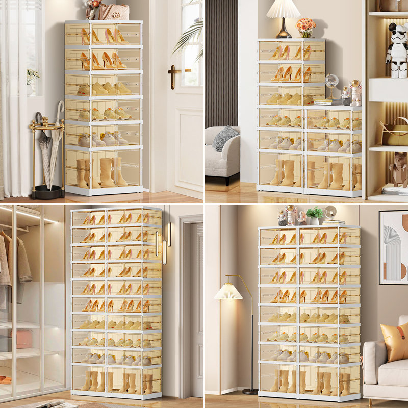 Armoire de rangement empilable en plastique à 10 niveaux pour 20 à 40 paires de chaussures pour un vestibule facile à assembler