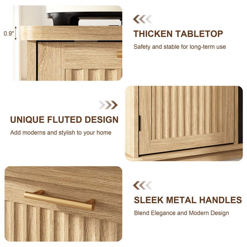 Bar à café Abella avec mini espace réfrigérateur, mini support d'armoire pour réfrigérateur, armoire à vin pour dortoir, cuisine ou bureau
