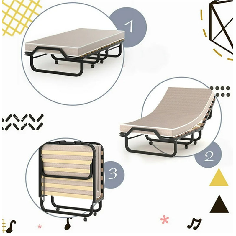 Delmar Twin Steel Folding Bed with Mattress