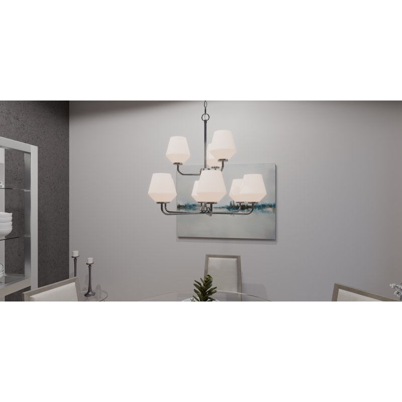 Sabeera 9 - Light Dimmable Classic / Traditional Chandelier, Brushed Nickel