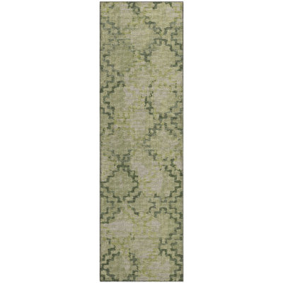 Premium Machine Washable Taquoia AMF121 Green Rug