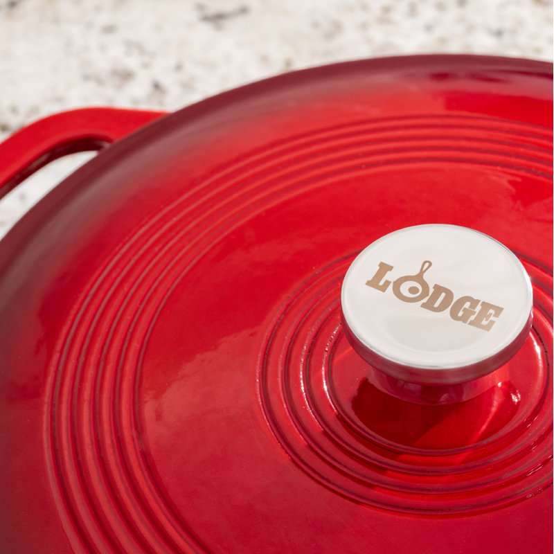 Lodge 3.6 Quart Enameled Cast Iron Casserole, Red