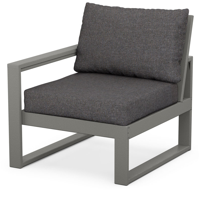 POLYWOOD Outdoor Lounge Chair, Slate Gray, Ash Charcoal