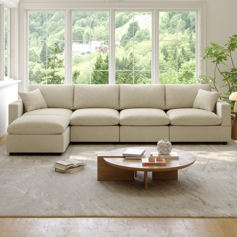 Canapé modulaire Cloud Couch, canapé modulaire convertible à siège profond pour le salon, canapé modulaire rembourré en duvet moelleux avec repose-pieds mobile