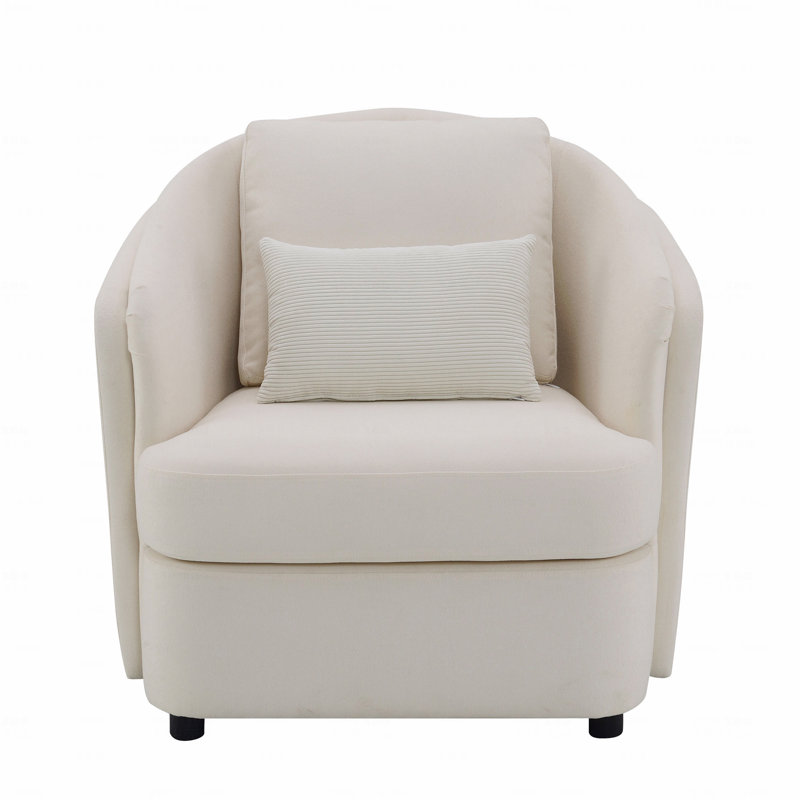 Chaise d'appoint en lin avec 1 coussin décoratif