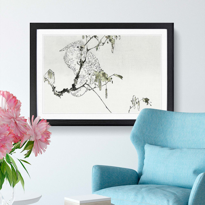 White Cockatoo by Watanabe Seitei - Picture Frame Graphic Art Print, 35cm H x 50cm W x 2cm D, Black