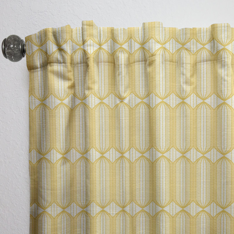 Panneau de rideau simple semi-diaphane avec passe-tringle Mid-Century Ornamental Design III, l 52 po x L 120 po