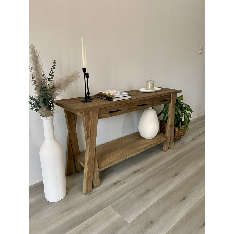 Rustic Recycled Teak Console Table, 31" H x 47" W x 16" D