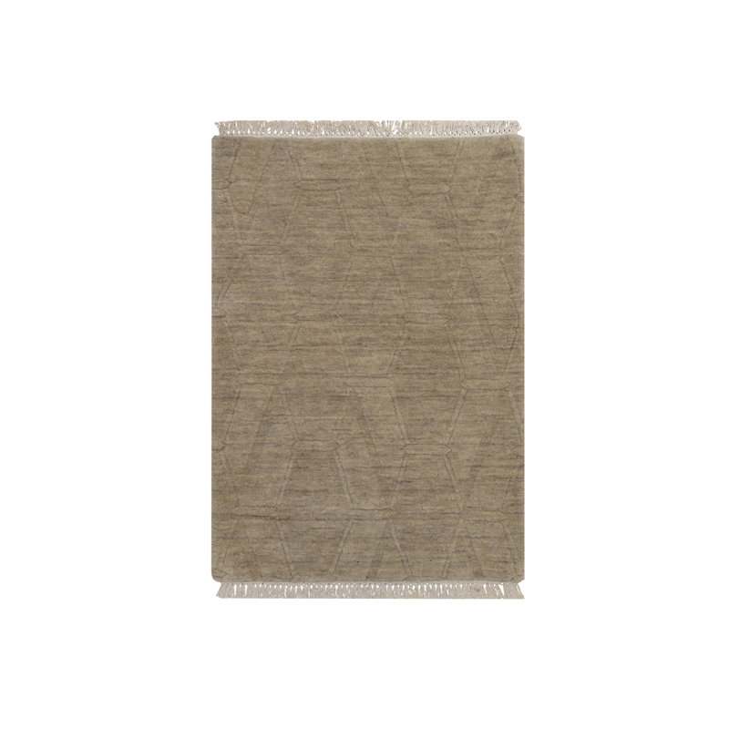 Tapis oriental 2 pi x 2 pi 9 po brun, motif géométrique, tissé à la main, pure laine, échantillon, tapis