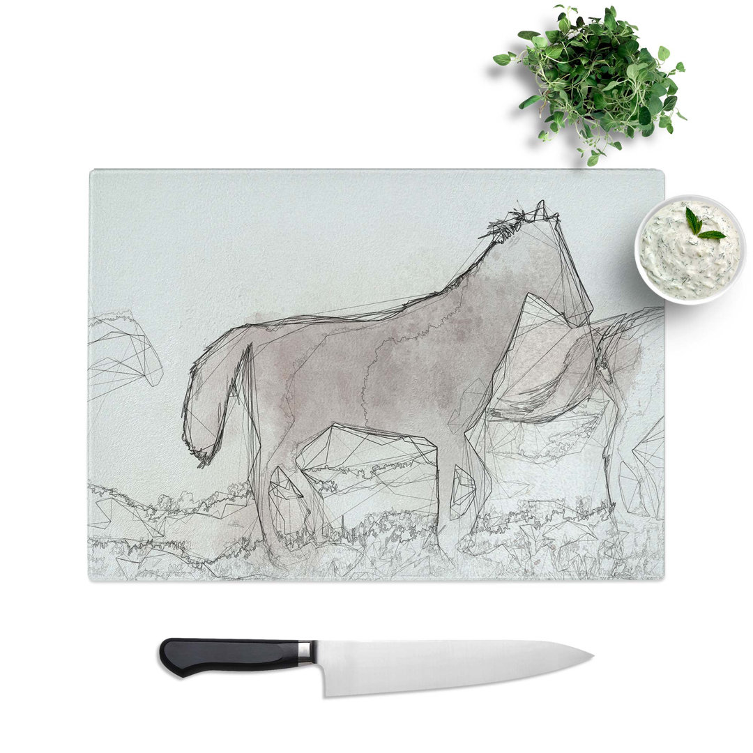 Glass Horses in The Mist in Abstract Chopping Board