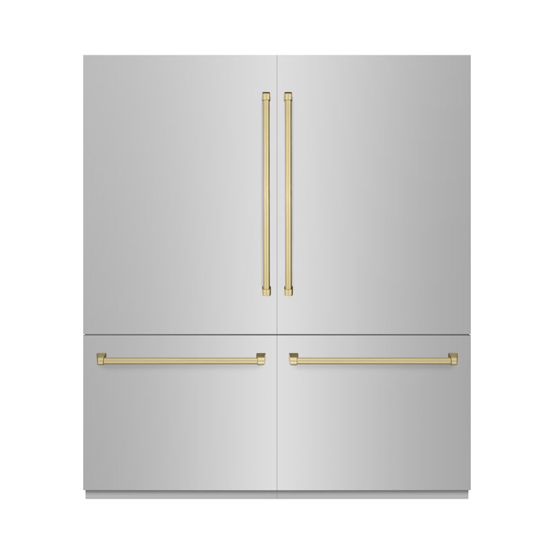 ZLINE Autograph 72 in. Built-In Refrigerator in Stainless Steel w/ Gold Accents