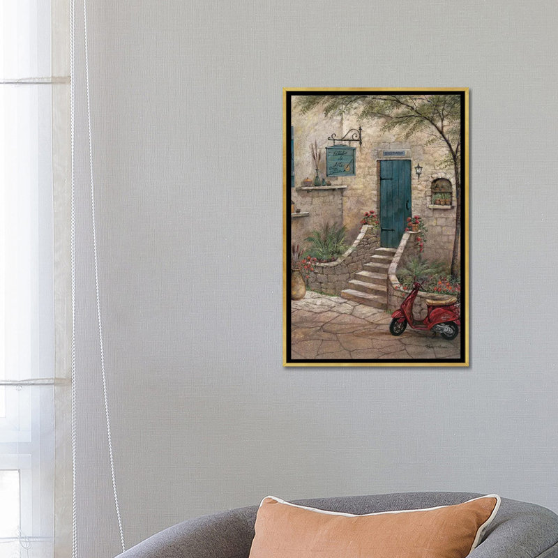 «Estudio de Arte» par Ruane Manning - reproduction d'art, H 26 po x l 18 po x 1,5 po, Toile encadrée d'or, Aucun mat