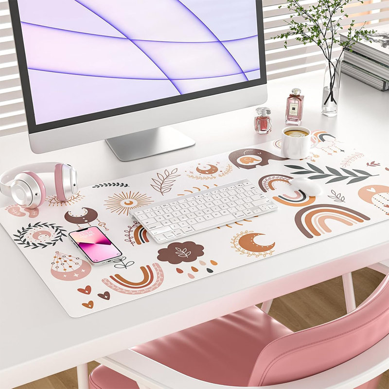 Boho Cute Desk Pad, Computer Keyboard Mat for Work,31.5" x 15.7"