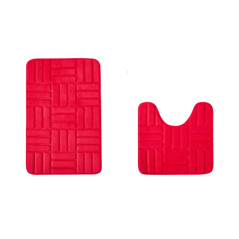 Eillen Flannel Non-Slip Bath Rug, Red