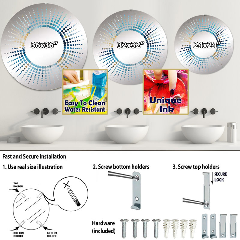Starburst Decorative Mirror-MIR113292-Round, H 23,6 po x l 23,6 po, French Basque Beaches 