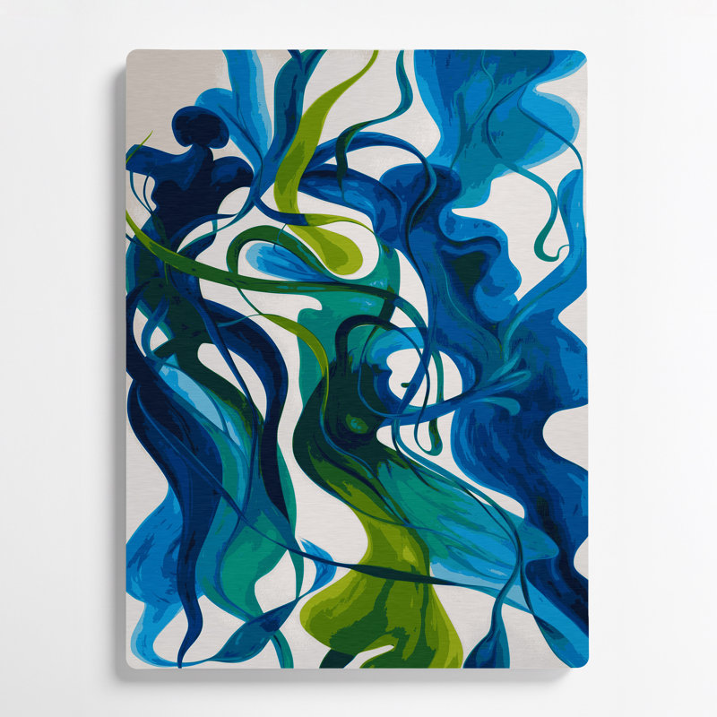Art mural abstrait en métal bleu 71, H 20 po x l 24 po