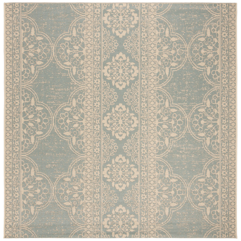 Burnell Performance Oriental Indoor/Outdoor Area Rug, Square 6'7"