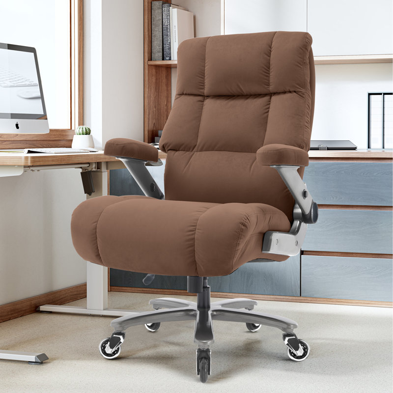 Big and Tall Velvet Office Chair，Ergonomic High Back Executive Office Chair, Brown