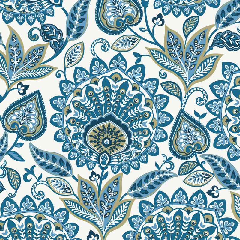 Cederia 5.5m x 68.58cm Matte Wallpaper Roll, Blue/White