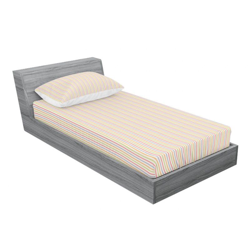 Microfiber Striped Sheet Set, Queen Sheet Set with Fitted Sheet, Light Orange Stripe