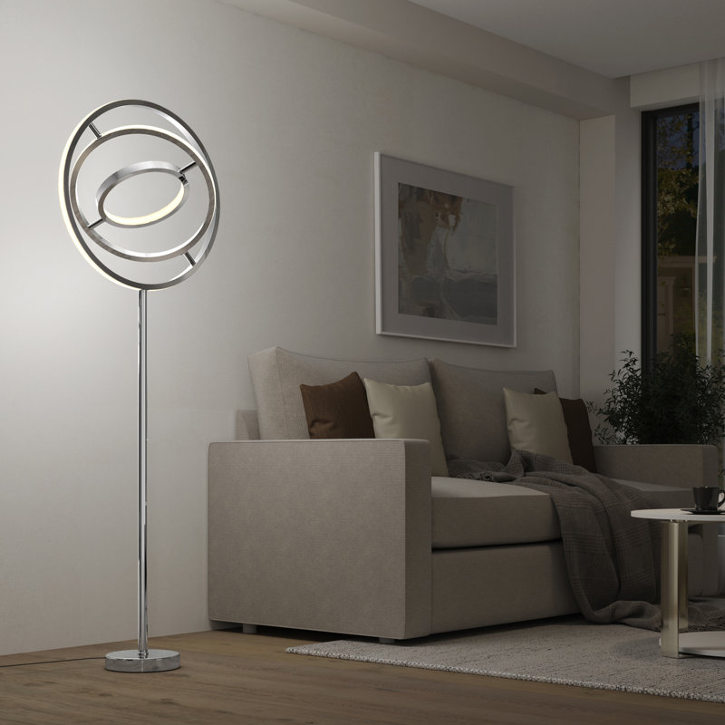 Lampe sur pied moderne pivotante, chrome
