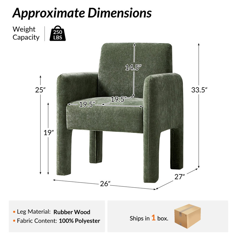 Natalie Modern Upholstered Fully Assemble Dining Chair with Solid Wood Legs, Green