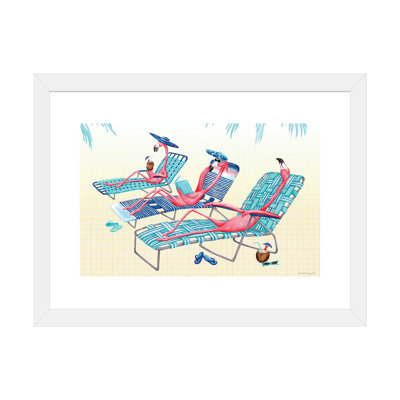 Plage de flamants roses par Legault - impression d'art graphique