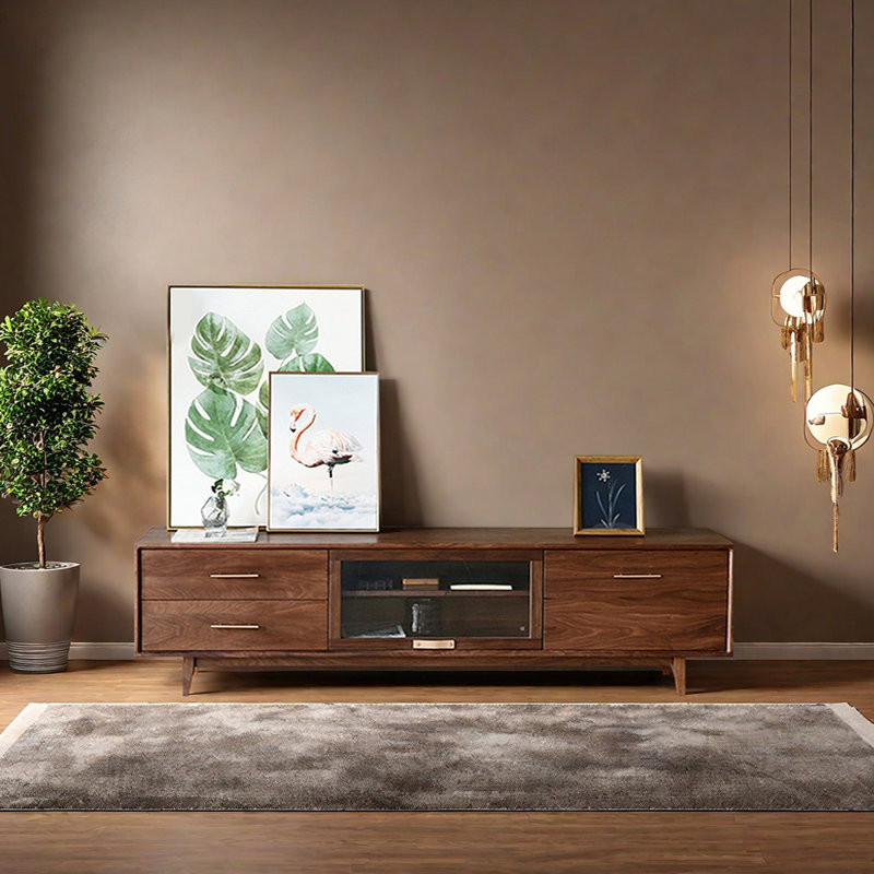 Meuble télé nord-américain en noyer noir, H 21,65 po x L 62,99 po x l 17,71 po