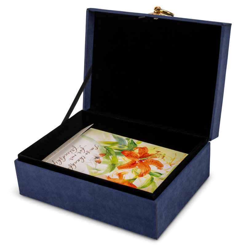 Stationery Set Suede Navy Floral Thanks