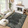 Machine Washable Non-Slip Rugs for Living Room Border Floral Vintage Distress Print Carpet Indoor Non-Shedding Rugs for Living Room Dining Room
