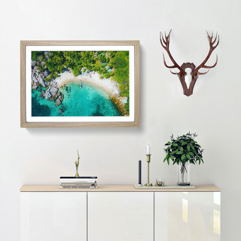 Boat in Ko Tao Thailand - Picture Frame Photograph Print, Oak Framed, 62cm H x 87cm W x 2cm D