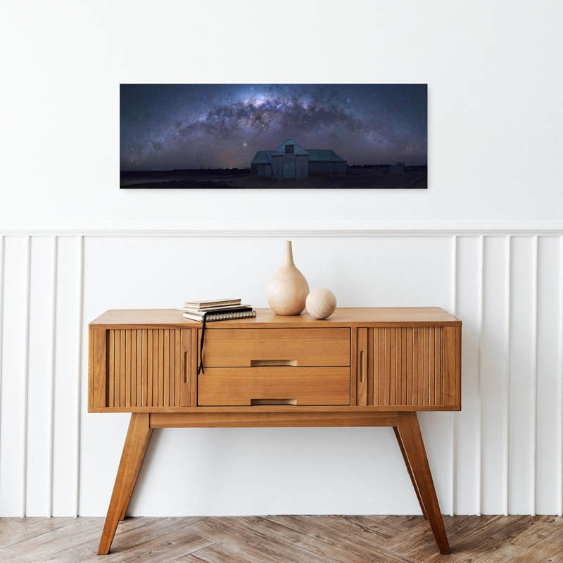 Milky Way Barn Night by Jingshu Zhu - Wrapped Canvas Panoramic Print, 30.48 cm H x 91.44 cm W
