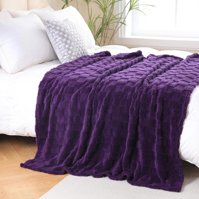 Fleece Throw Blanket  For Couch Sofa Bed,Super Soft Cozy Plush Microfiber Flannel Blanket With 3D Checkered Design Lightweight For Adults,Woman,Girls