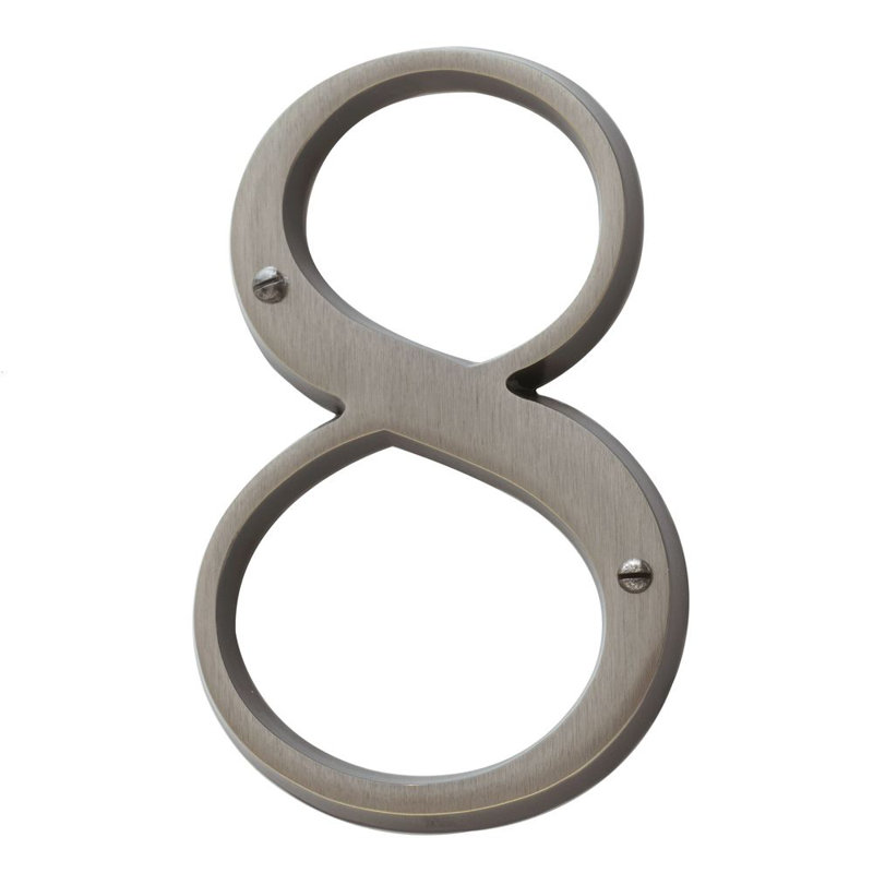 4.75" H Brass House Number, 8, Polished Chrome