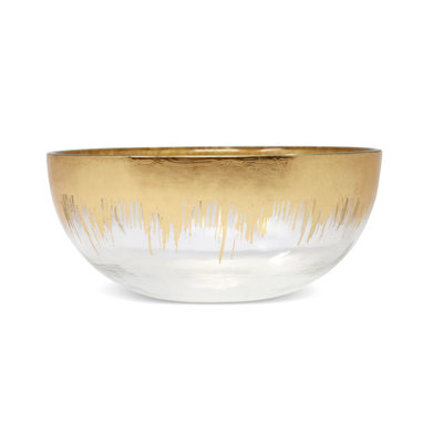 Glass Dessert Bowl With Gold Brushed Rim