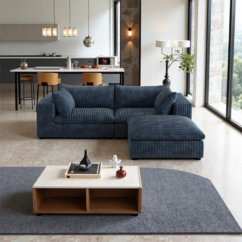 Canapé modulaire - canapé Cloud 39,8 po, tissu velours côtelé, sièges profonds compressés pour une livraison facile