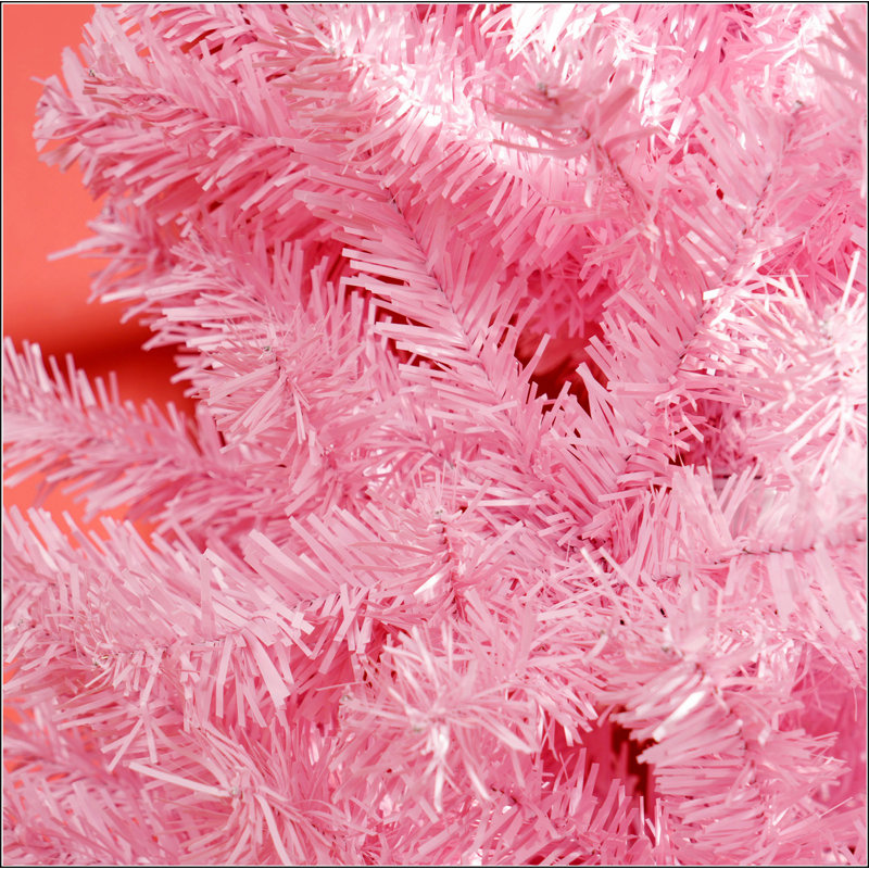 Sapin de Noël artificiel mince de 8 pi de hauteur avec lumières douces 811 branches de sapin réalistes, rose