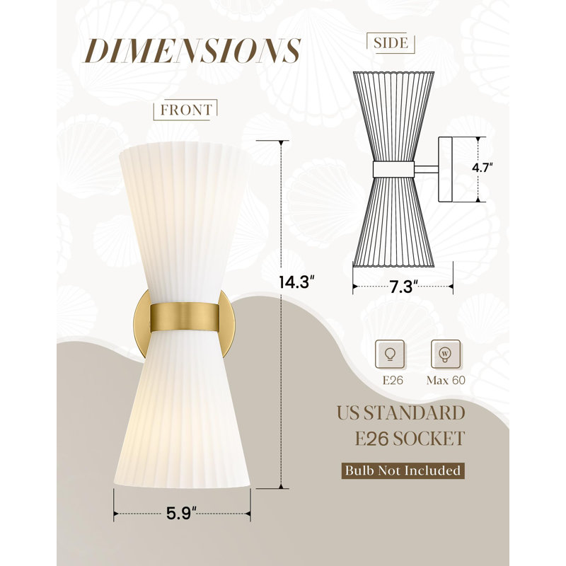 Amore 2 - Light Armed Sconce, White, 14.3" H x 5.9" W x 7.3" D, Begie
