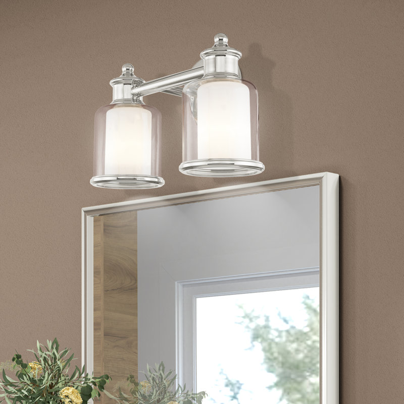 Barre d'éclairage de salle de bain à intensité variable 2 lumières Wilczek, Nickel poli