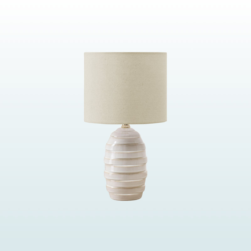 Lampe de table ivoire avec abat-jour beige et base en céramique, H 16,86 po x l 9,37 po x P 9,37 po