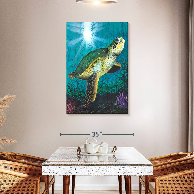 Tortue Brampt sous l'eau, H 45 po x l 30 po