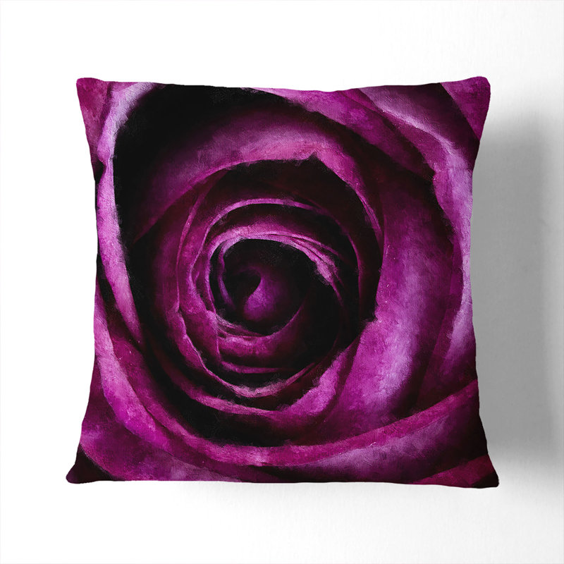 Striking Purple Rose Cushion with Filling, 55cm H x 55cm W x 20cm D