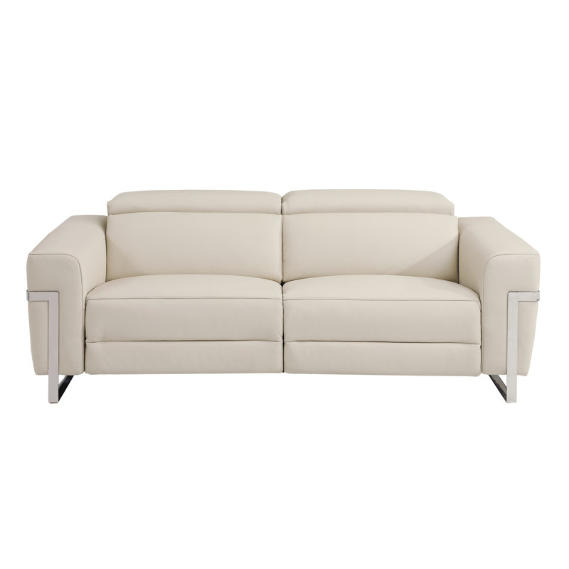 Canapé inclinable électrique en cuir Baisley, Beige
