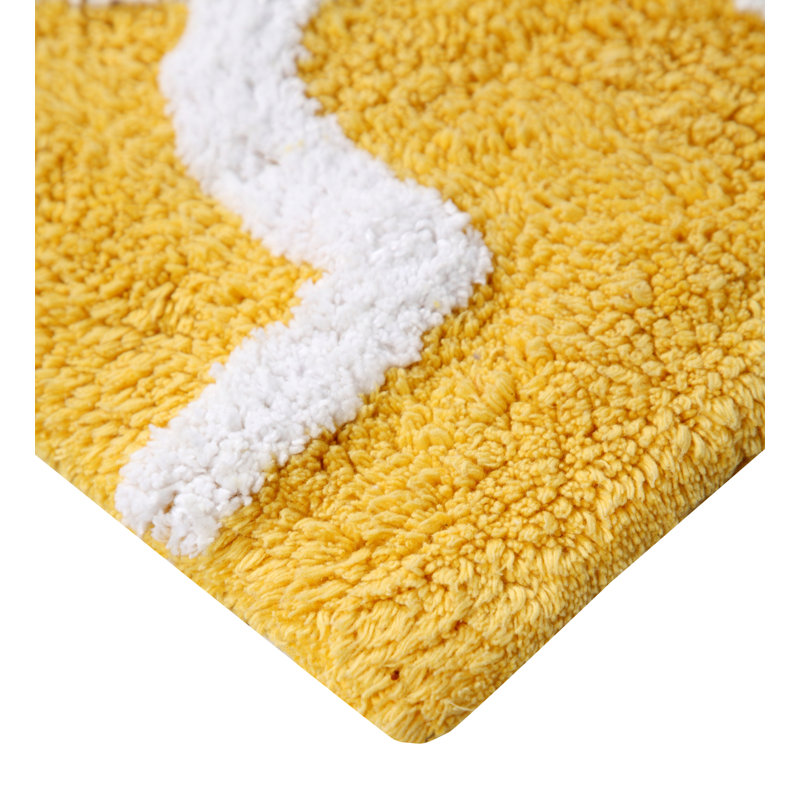 Anastatia Cotton Non-Slip Bath Rug, 50" x 30", Yellow/White
