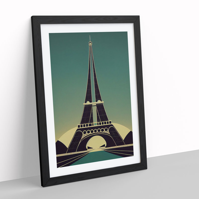 XV1022-713X Art Deco Eiffel Tower No.4 - Single Picture Frame Print, 64cm H x 46cm W, Black