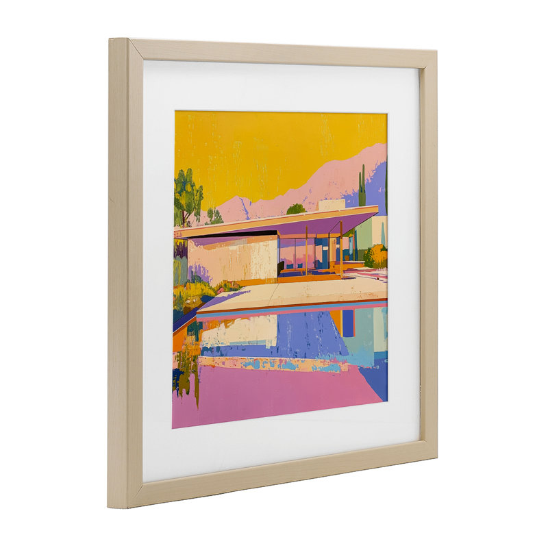 «Vivid Case Study House», reproduction sous verre encadrée, H 13 po x l 13 po, Cadre de récolte en pin