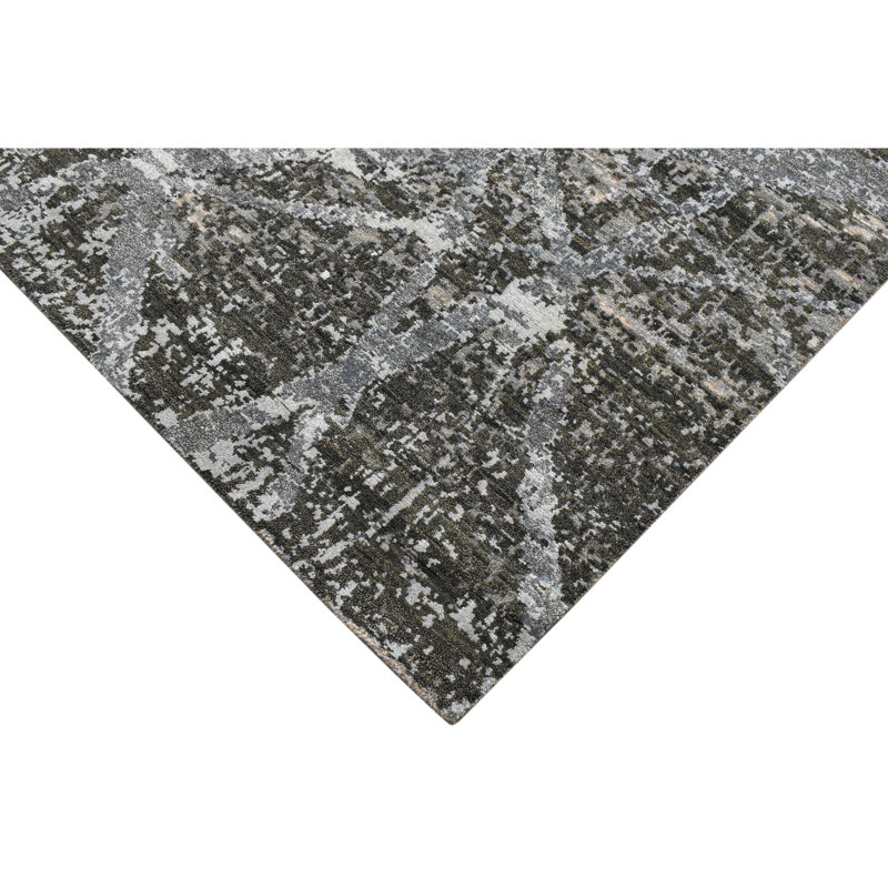 Hand Knotted Abstract Area Rug in Beige/Gray, Rectangle 8' x 10'