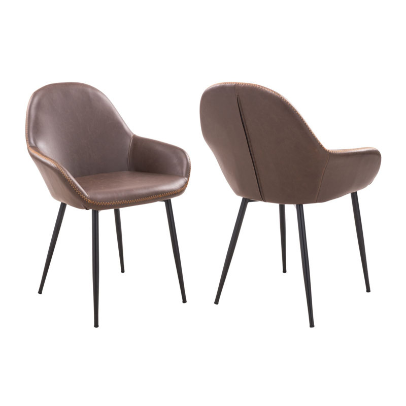 Matilyn Dining Leather Arm Chair, Brown