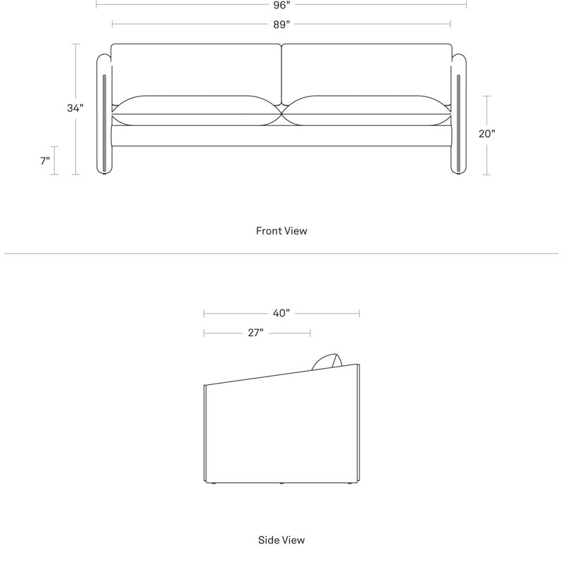 Softmore Sofa, Kvadrat Guest Fatigue Polyester, 34" H x 96" W x 40" D