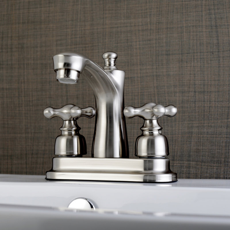 Robinet de bain avec drain avec ensemble de drain central à Victorian, Nickel brossé